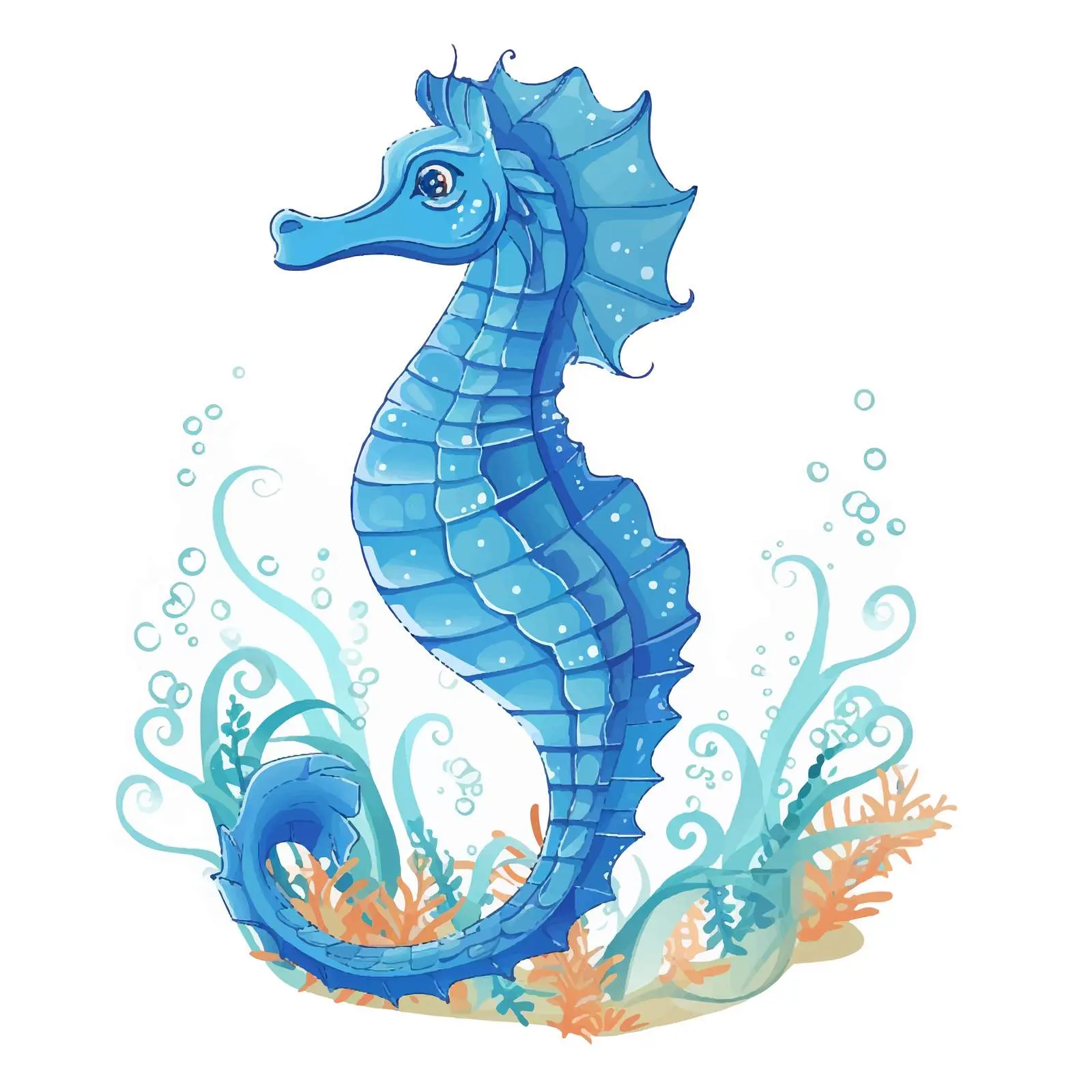 Cartoon Seahorse Vector Sketch Illustration — free download from Dotvec