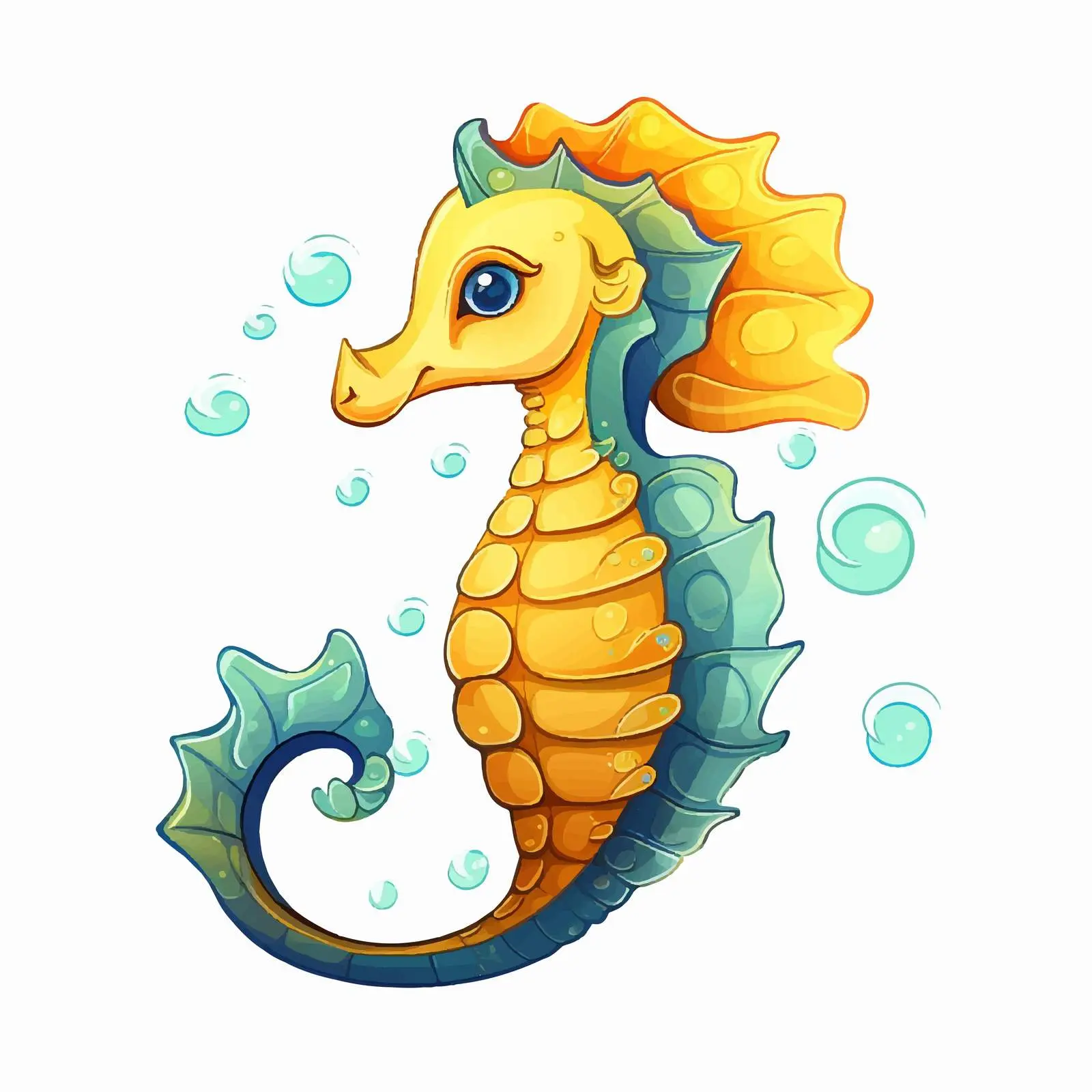 Seahorse Cartoon Vector Illustration for Design — free download from Dotvec