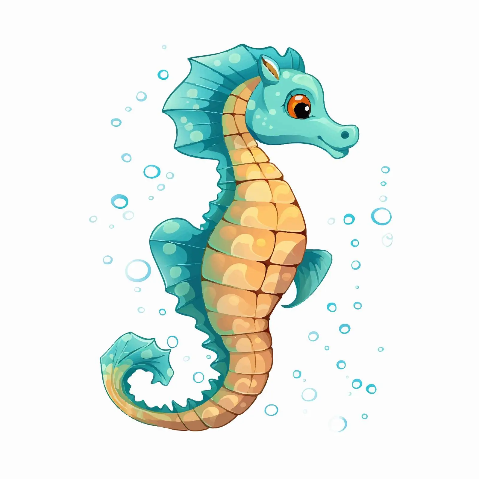 Colorful Seahorse Cartoon Vector Illustration — free download from Dotvec