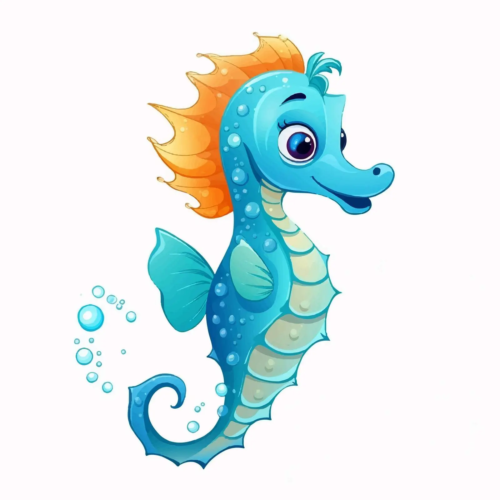 Colorful Seahorse Cartoon Vector Illustration — free download from Dotvec