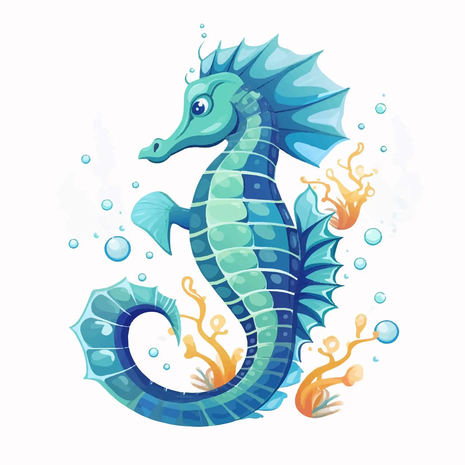 Seahorse Vector Illustration on White Background — free download from Dotvec