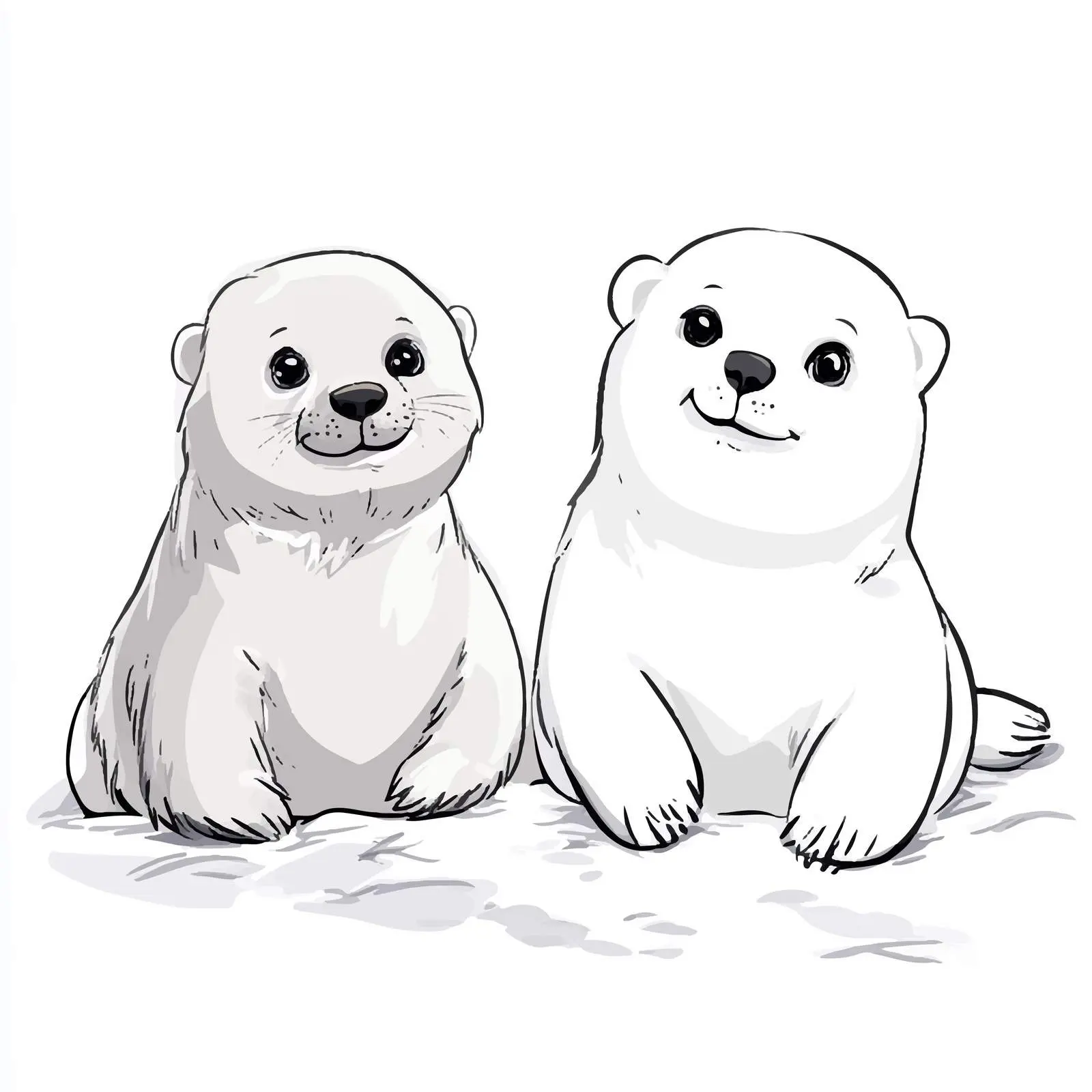 Smiling Seal and Polar Bear on Ice – free polar bear image from Dotvec