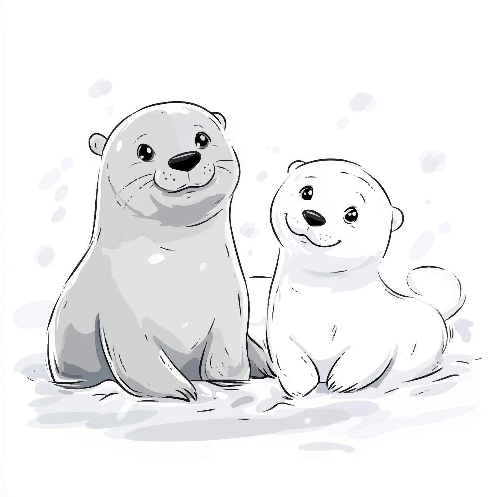 Smiling Seal and Polar Bear on Ice – free arctic image from Dotvec