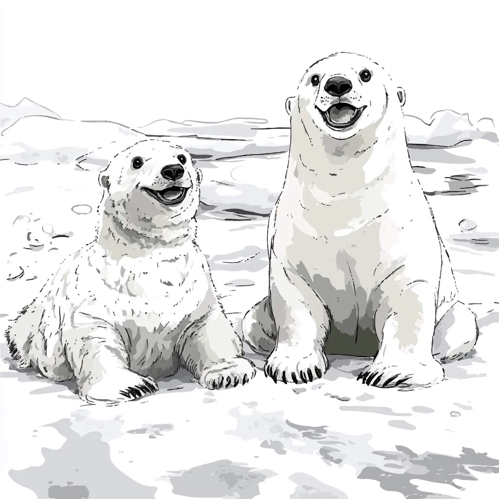 Smiling Seal and Polar Bear on Ice – free arctic image from Dotvec