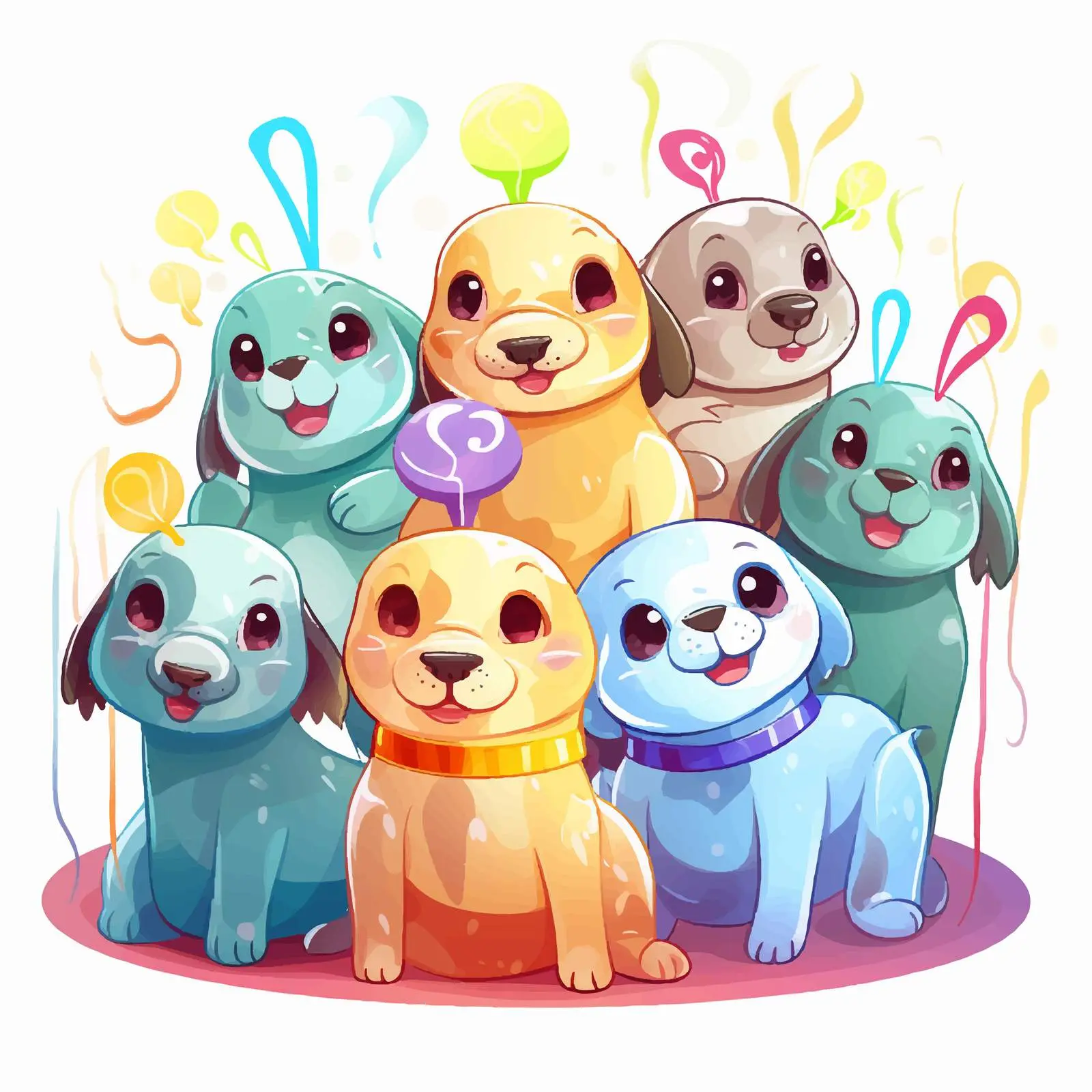 Seal Group Party Cartoon Characters on White Background — free download from Dotvec