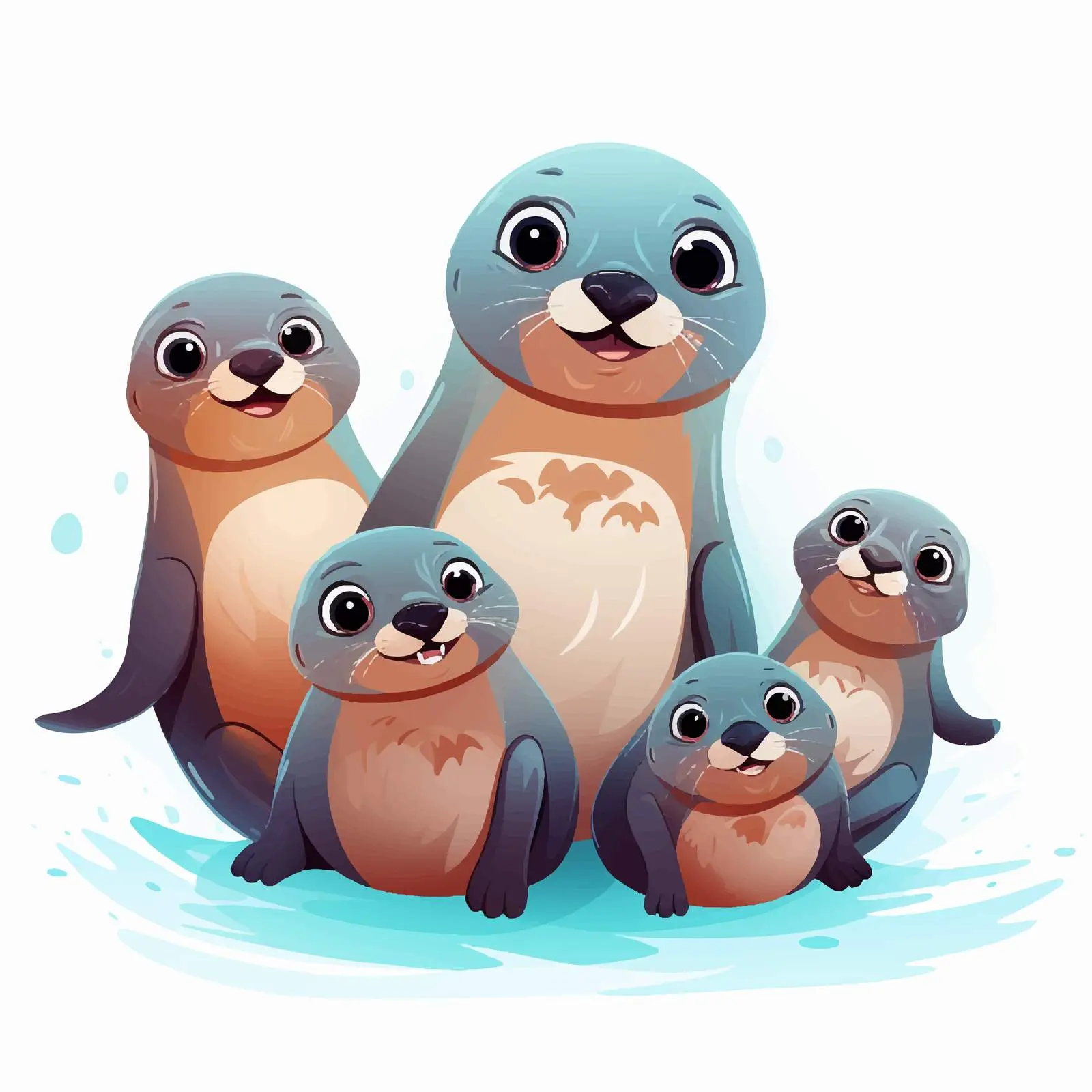 Seal Group Party Theme Cartoon Character – free entertaining art image from Dotvec