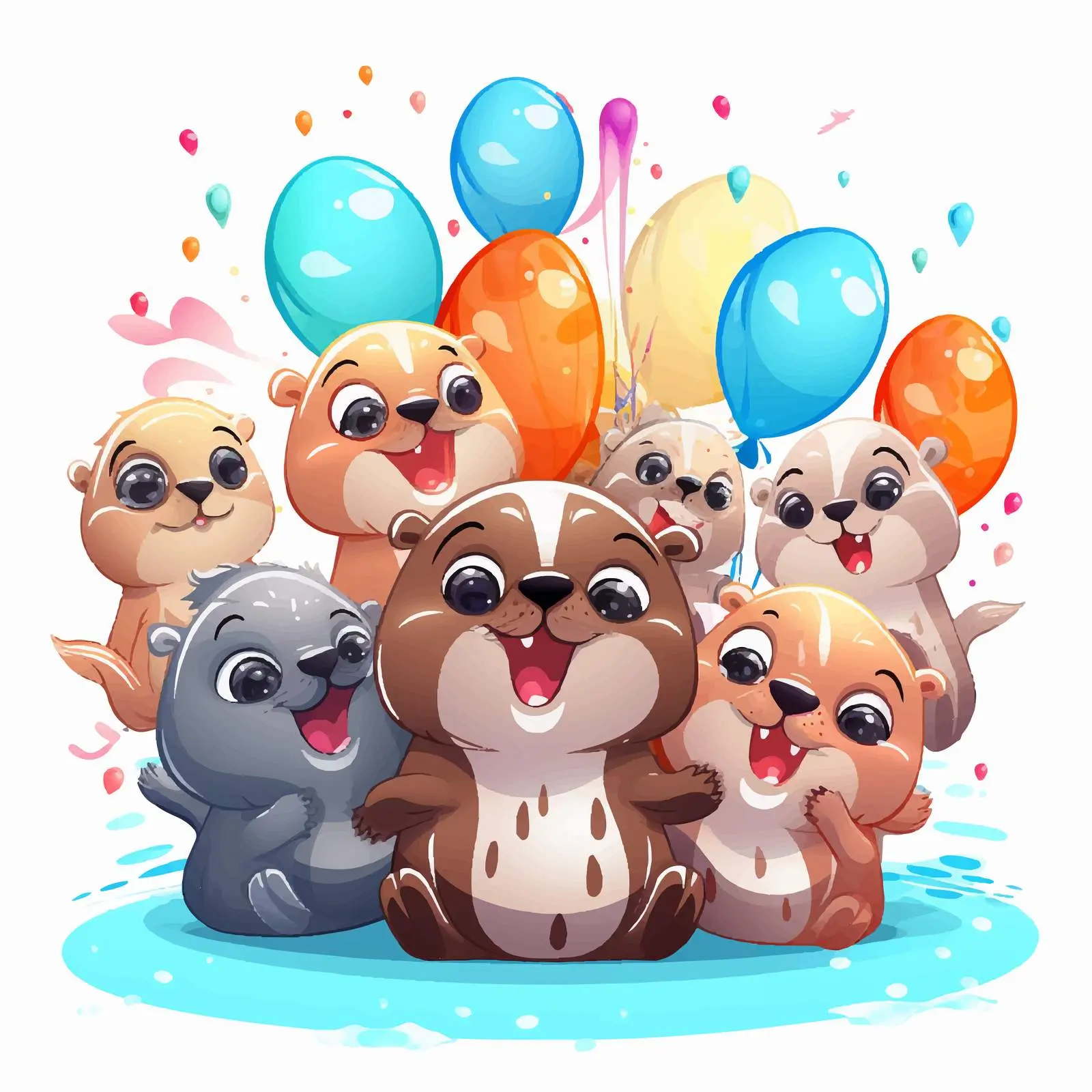 Cartoon Seals in Party Theme Illustration — free download from Dotvec