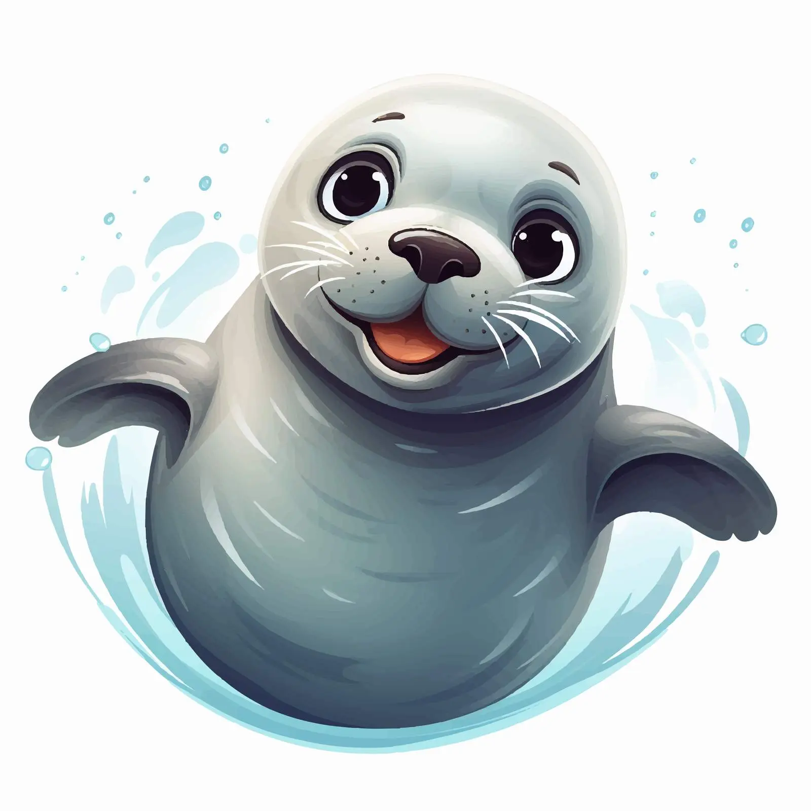 Happy Face Seal Cartoon Vector Illustration — free download from Dotvec