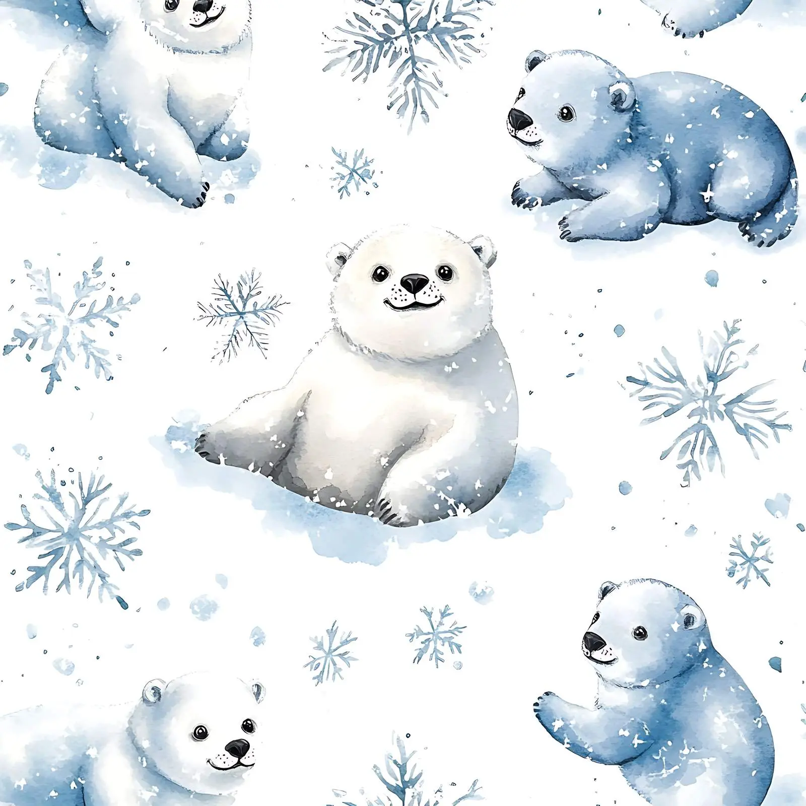 Cute Polar Animals with Snowflakes – free arctic image from Dotvec