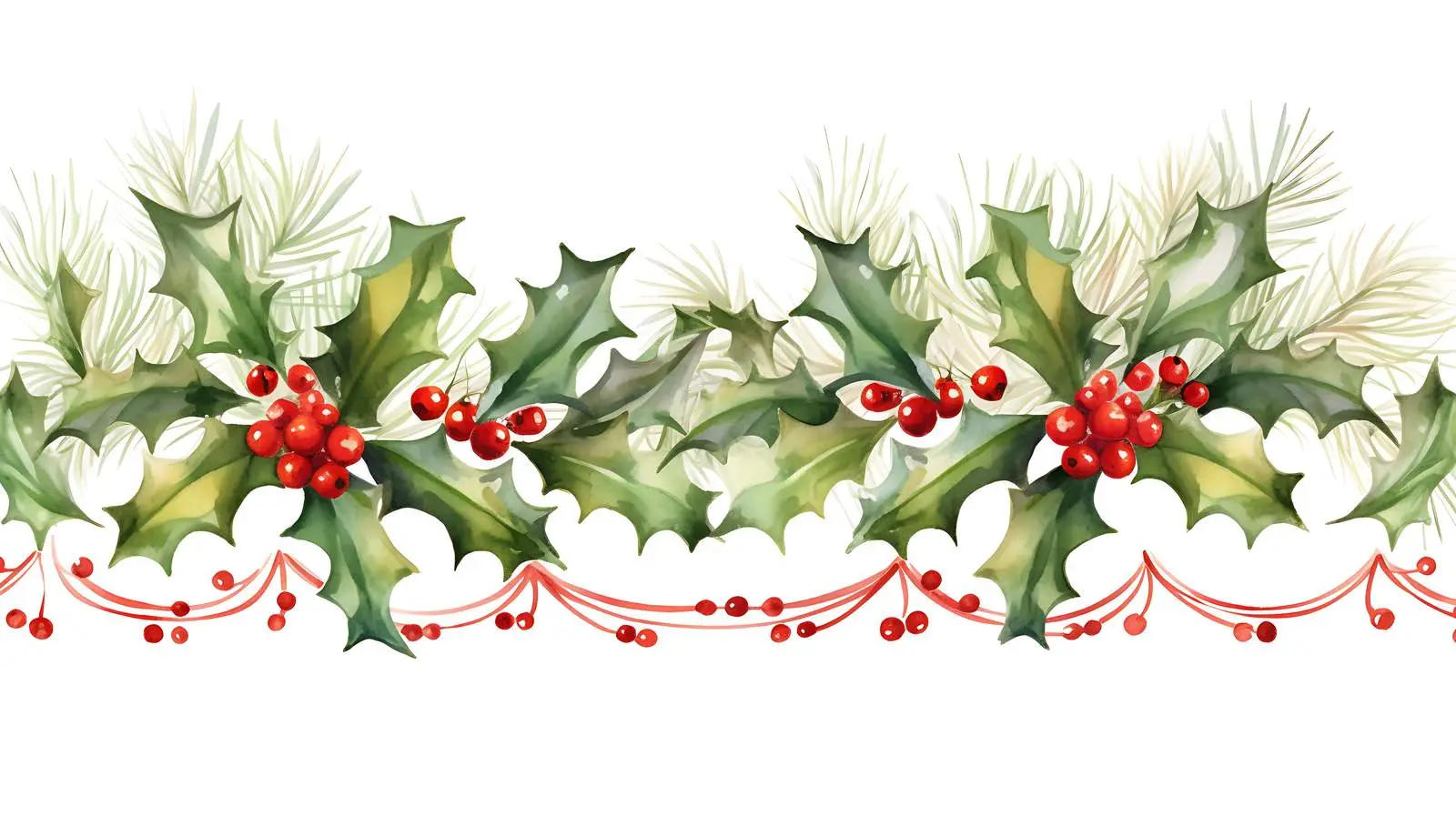 Christmas Garland Ribbon Border Design — free download from Dotvec