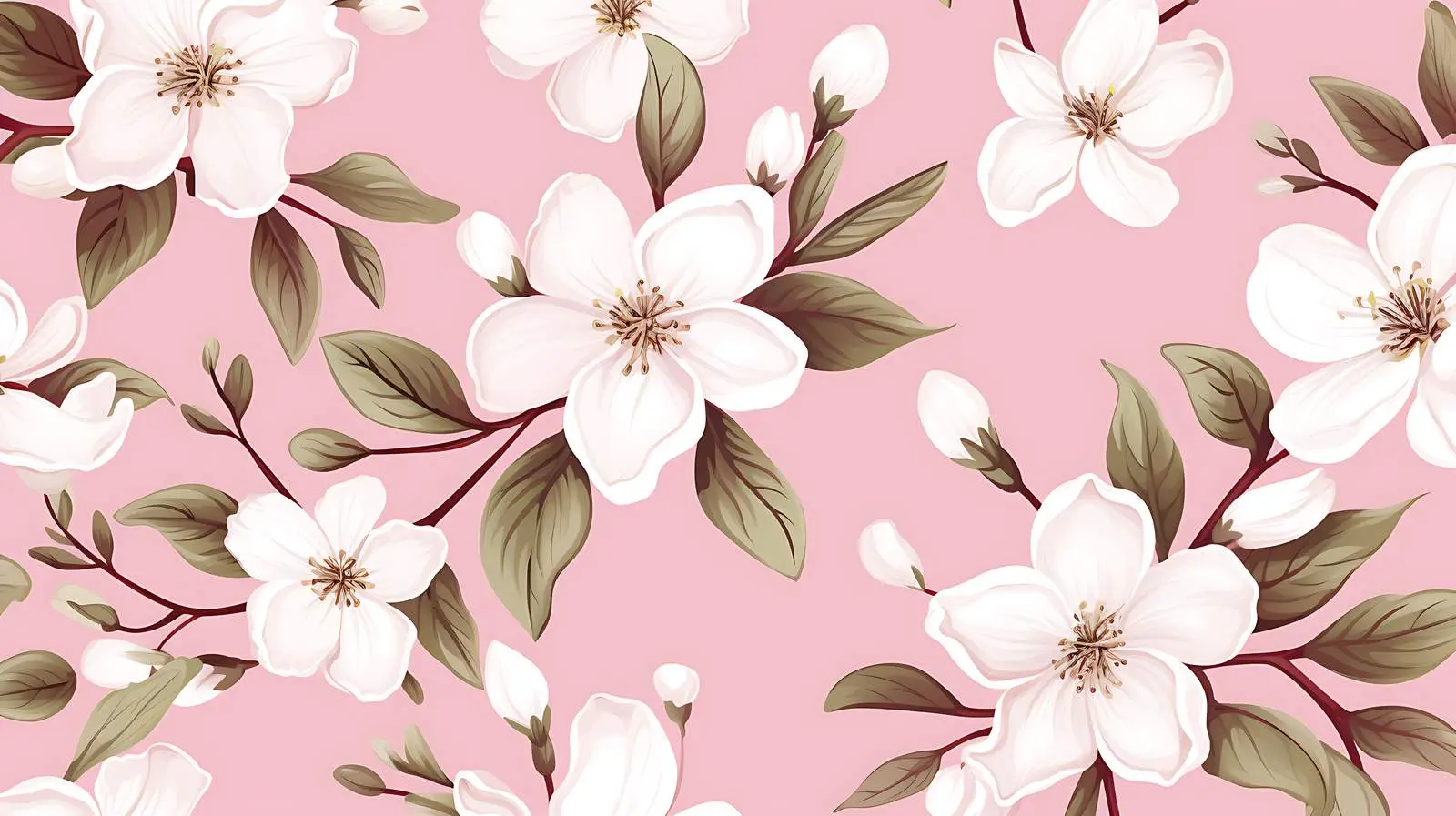 White Garden Flowers Seamless Floral Pattern — free download from Dotvec