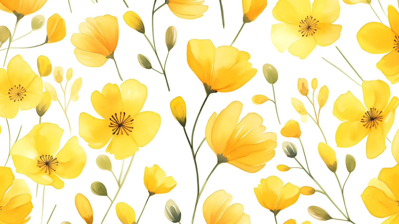 Yellow Floral Seamless Pattern Background — free download from Dotvec