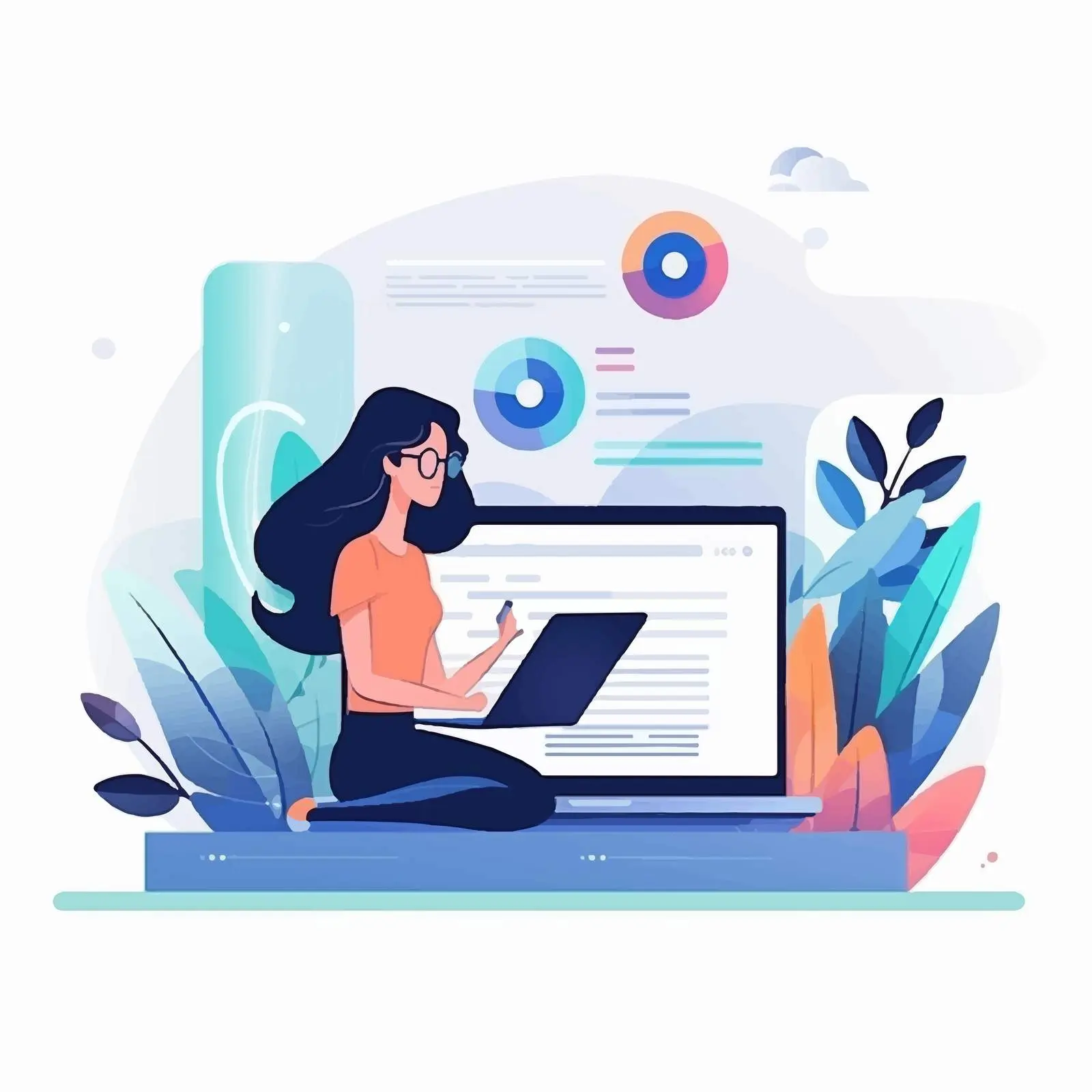 SEO Graphic Design Vector Illustration – free analytics image from Dotvec