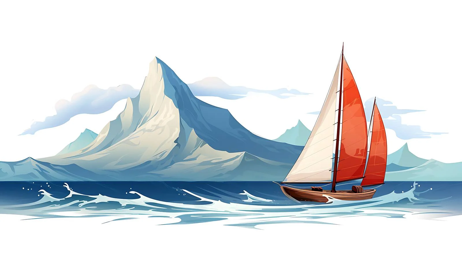 Tranquil Seascape with Sailing Boat — free download from Dotvec