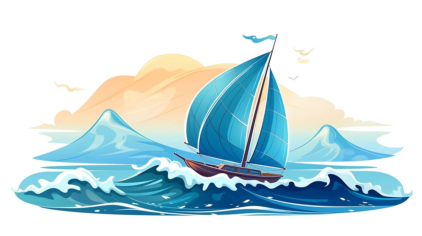 Tranquil Seascape with Sailing Boat and Mountains — free download from Dotvec