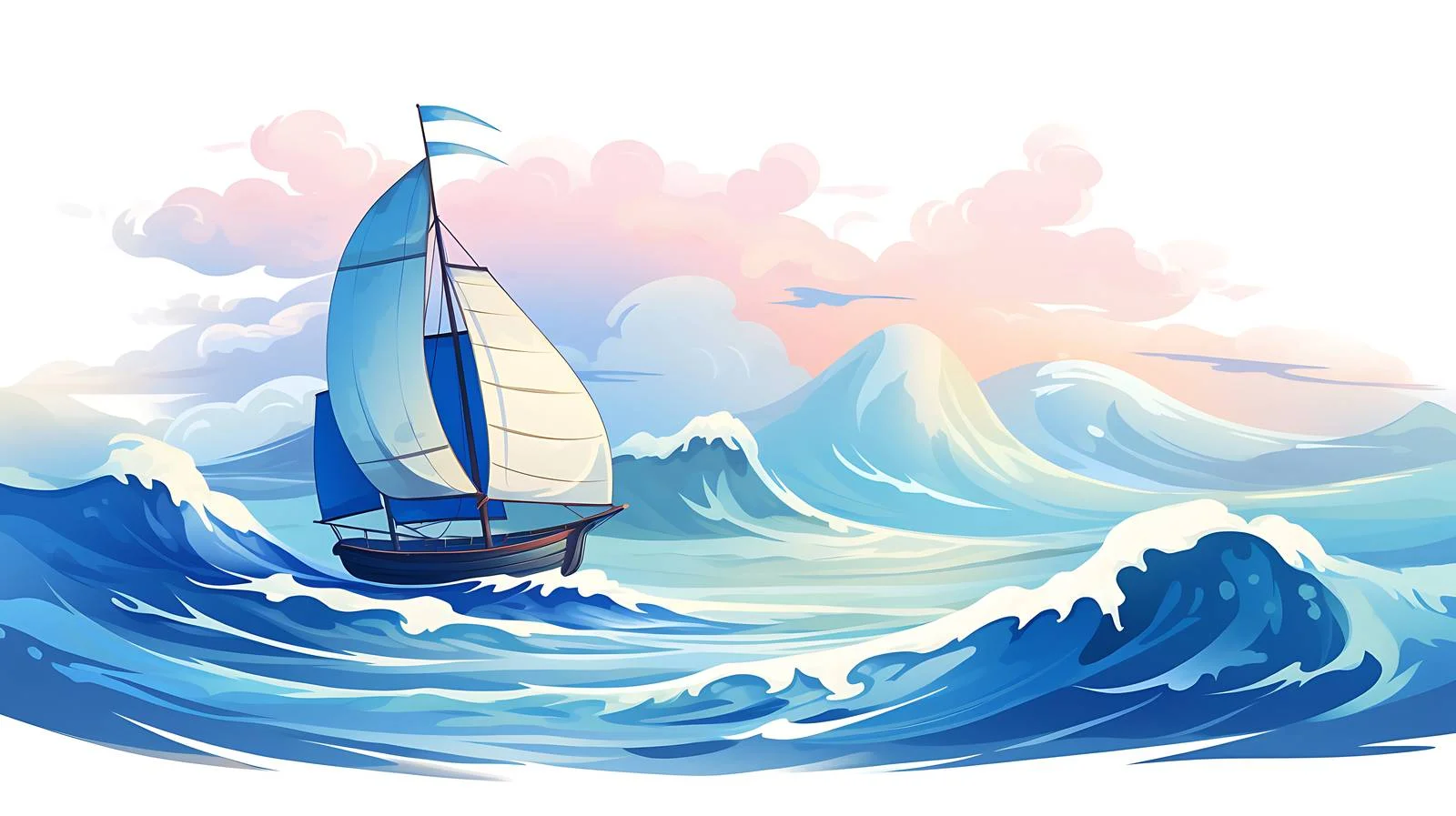 Tranquil Seascape with Sailing Boat and Mountains — free download from Dotvec
