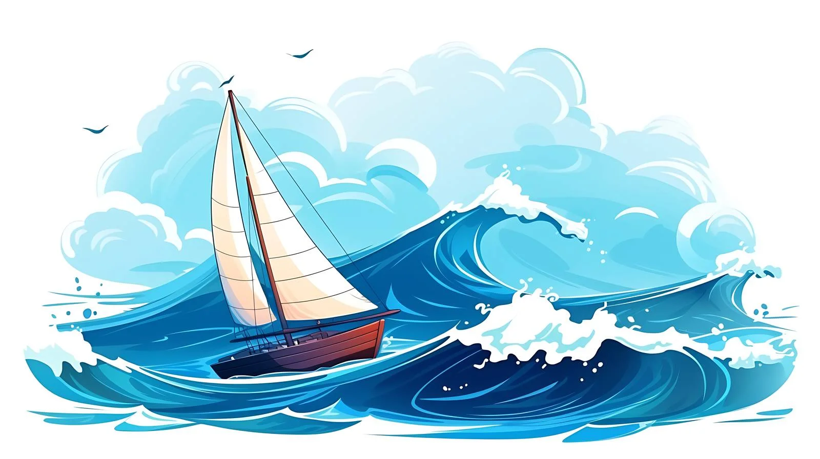 Tranquil Seascape with Sailing Boat — free download from Dotvec