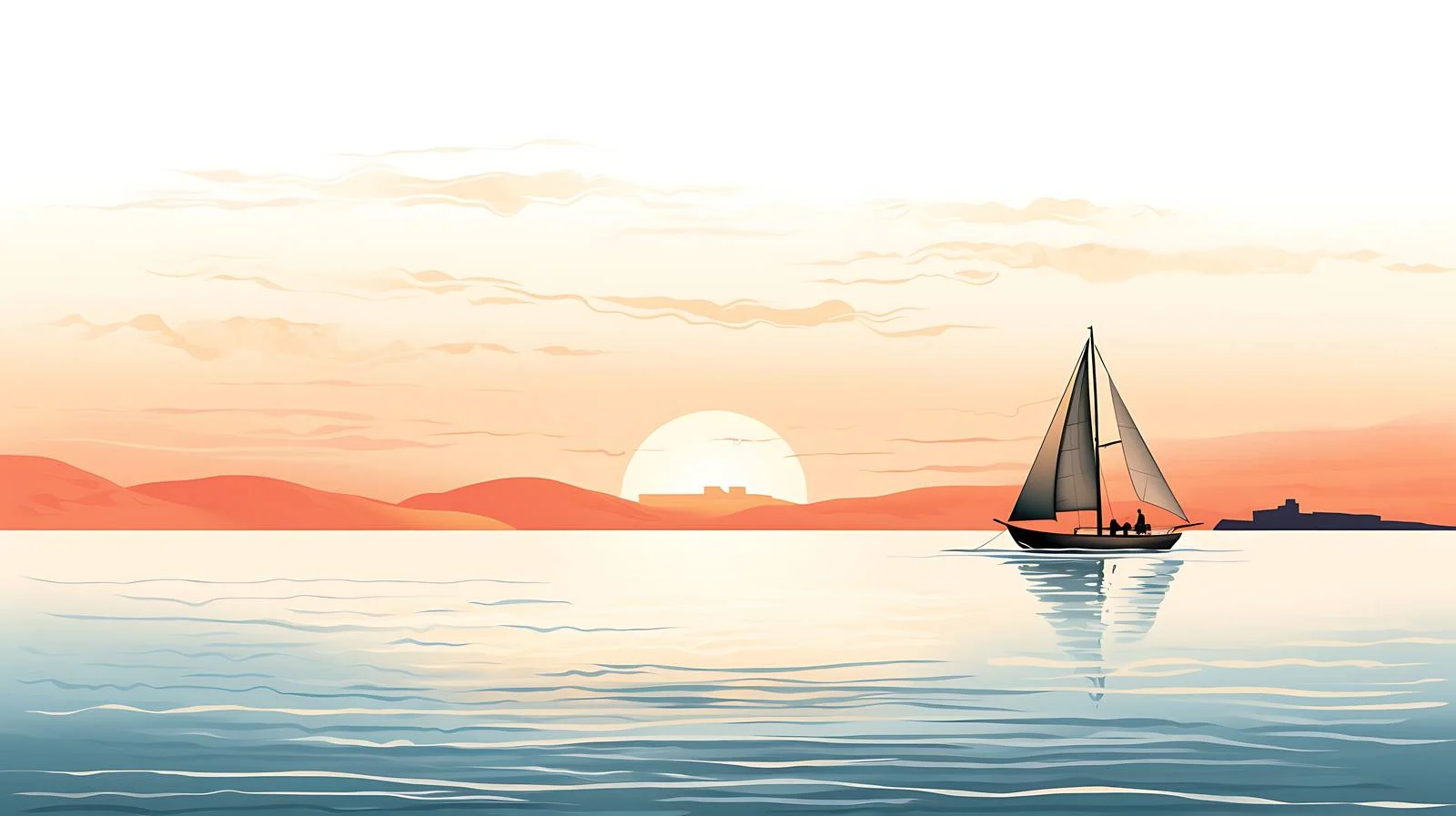Seascape with Sailing Boat Horizon View — free download from Dotvec
