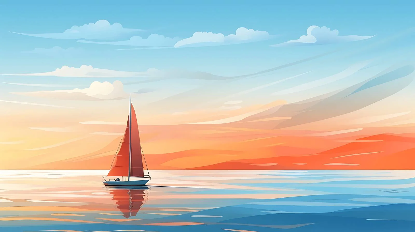 Tranquil Seascape with Sailing Boat Horizon — free download from Dotvec