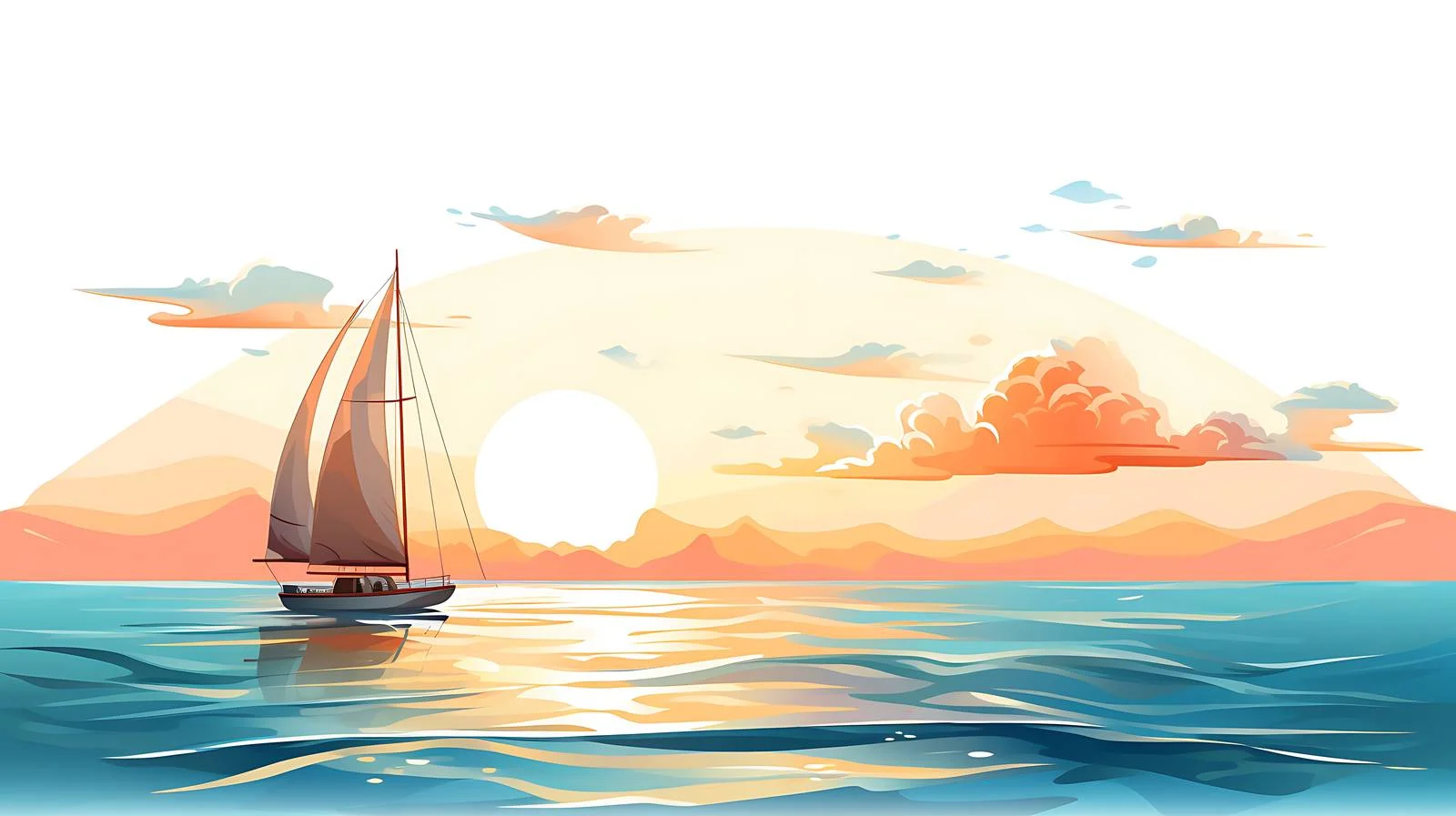 Tranquil Seascape with Sailing Boat — free download from Dotvec