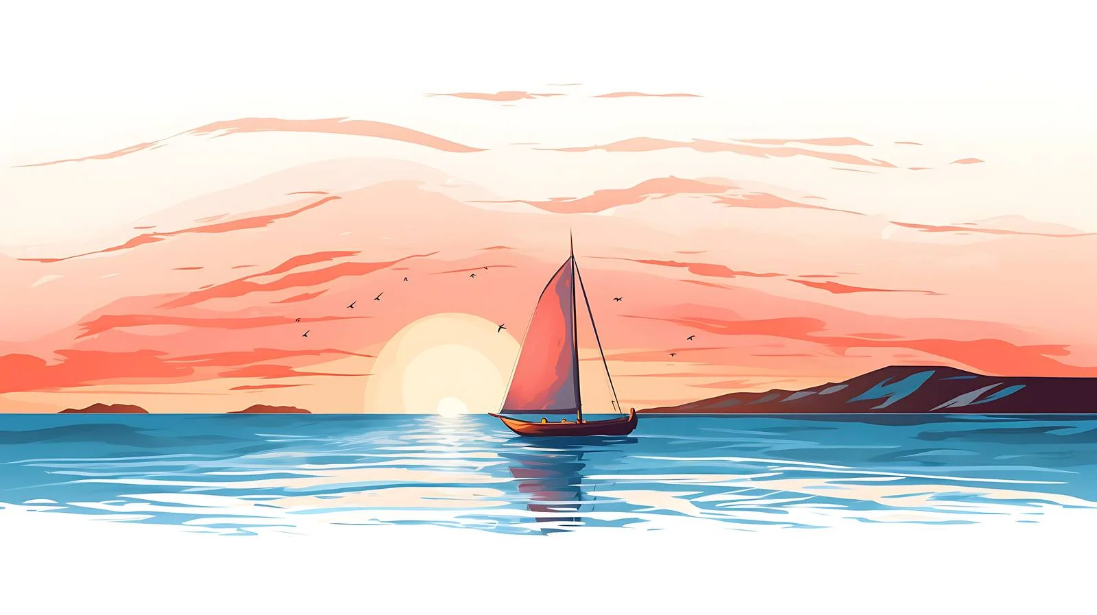 Tranquil Seascape with Sailing Boat — free download from Dotvec