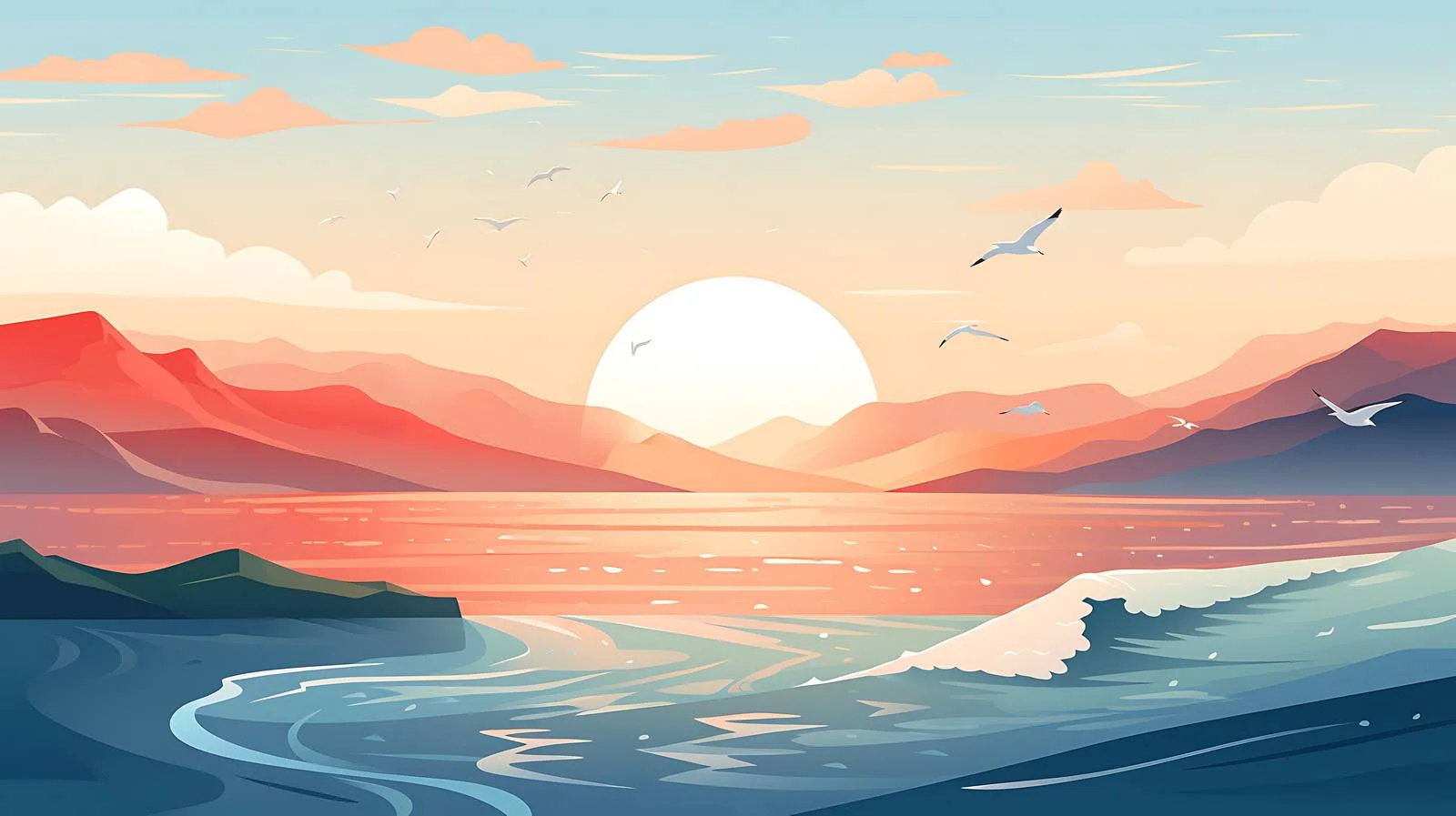 Serene Seascape with Seagulls — free download from Dotvec