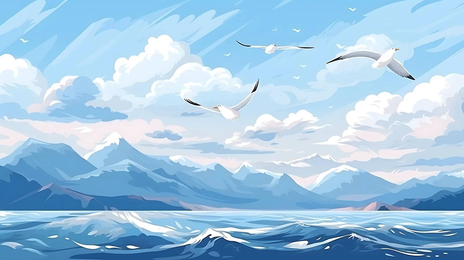 Tranquil Seascape with Seagulls — free download from Dotvec