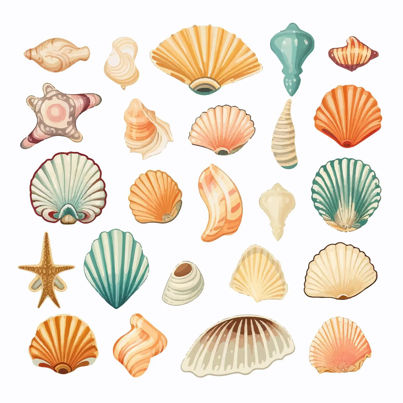 Ocean Clip Art Set of Diverse Seashells — free download from Dotvec