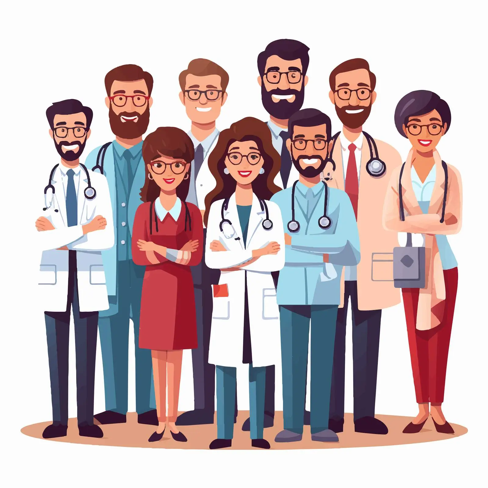 Cartoon Style Medical Advice with Diverse Doctors — free download from Dotvec