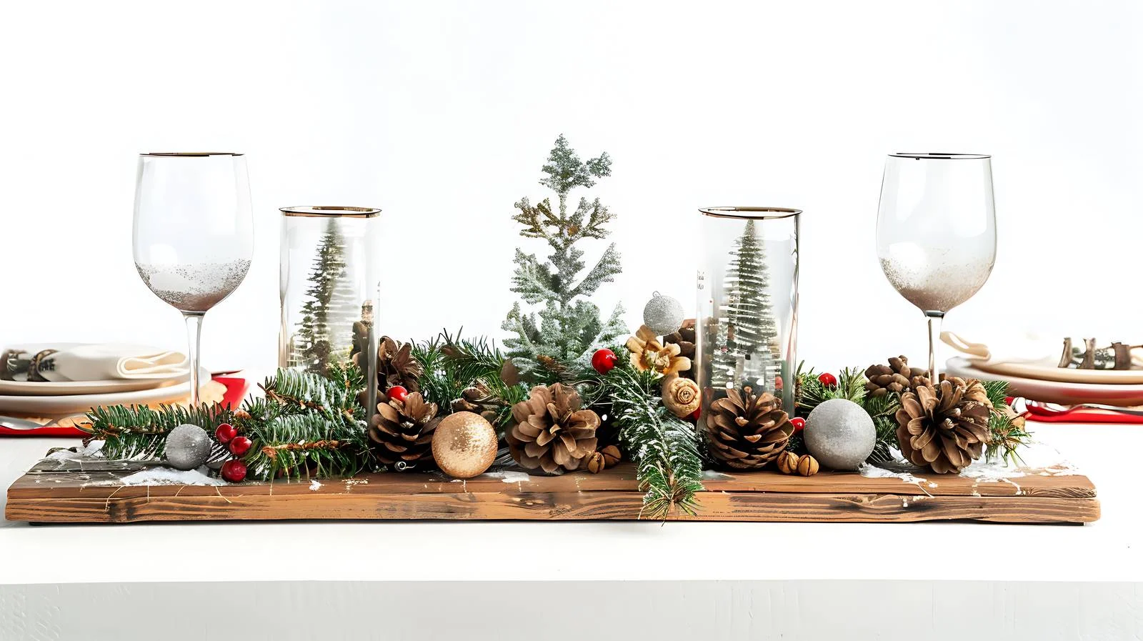 Elegant Festive Dinner Setting on Rustic Table — free download from Dotvec