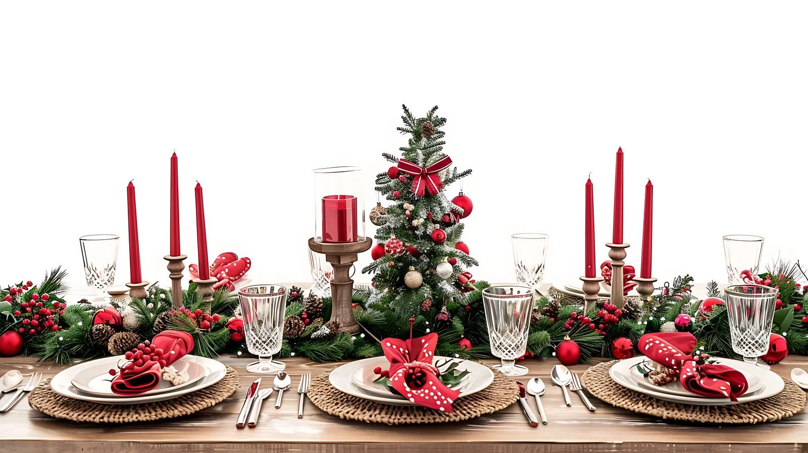 Festive Rustic Christmas Dining Scene Close-Up — free download from Dotvec