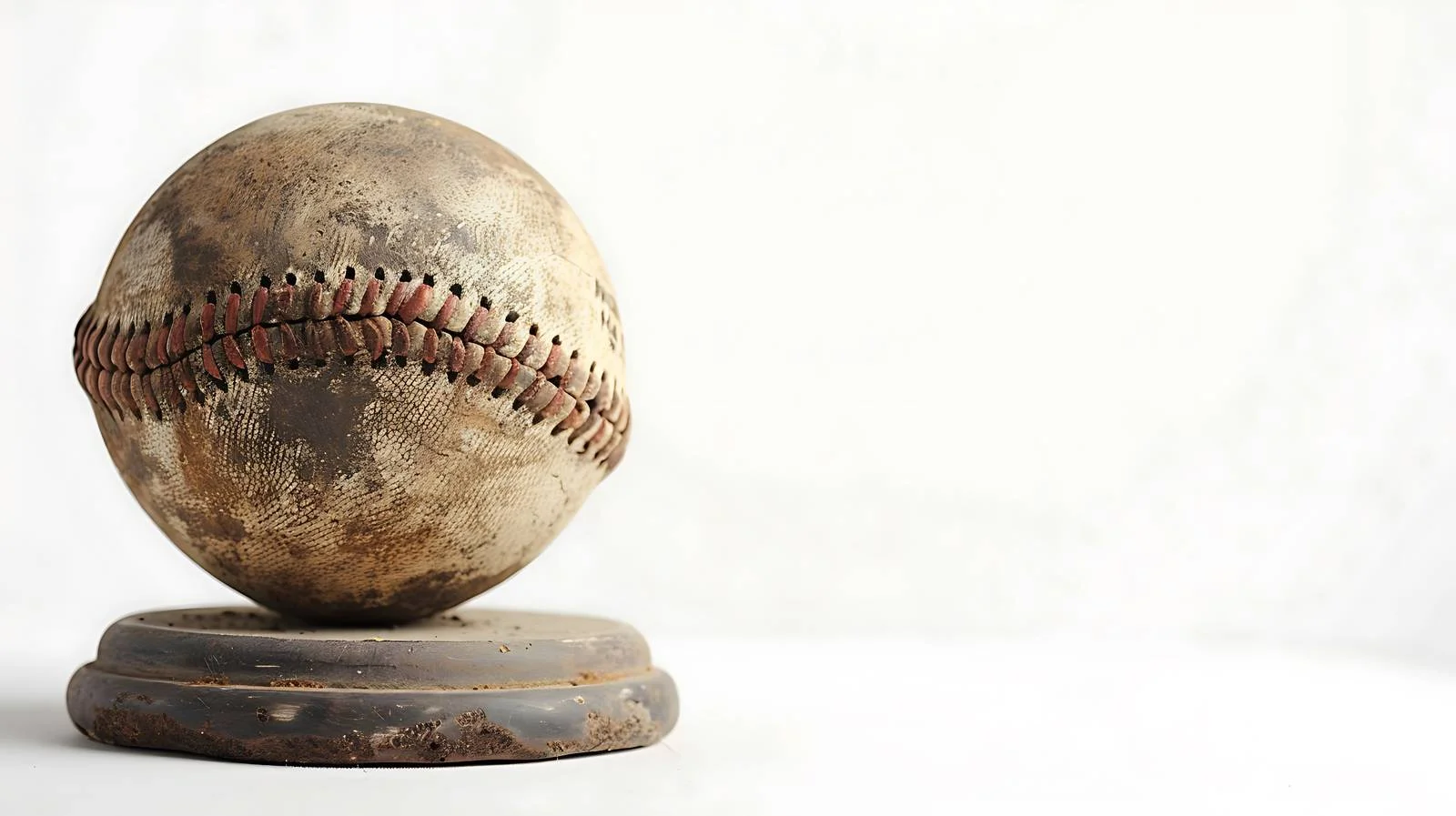 Dramatic Low-Angle Shot of Weathered Baseball — free download from Dotvec