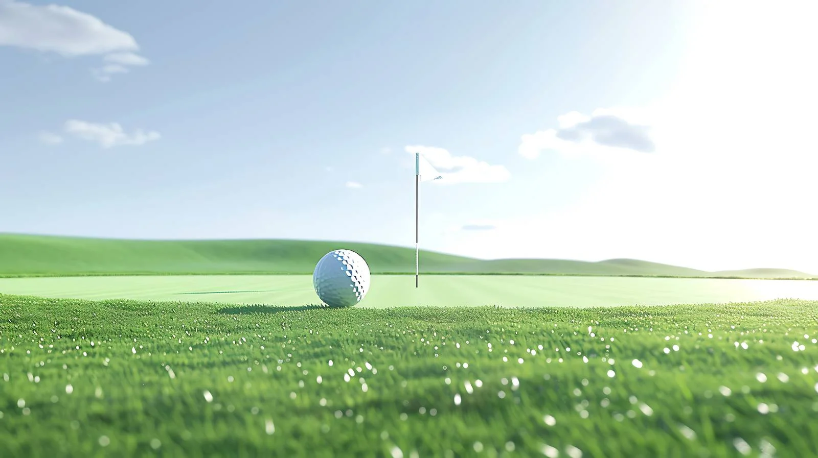 Artistic low-angle view of a golf ball on grass — free download from Dotvec