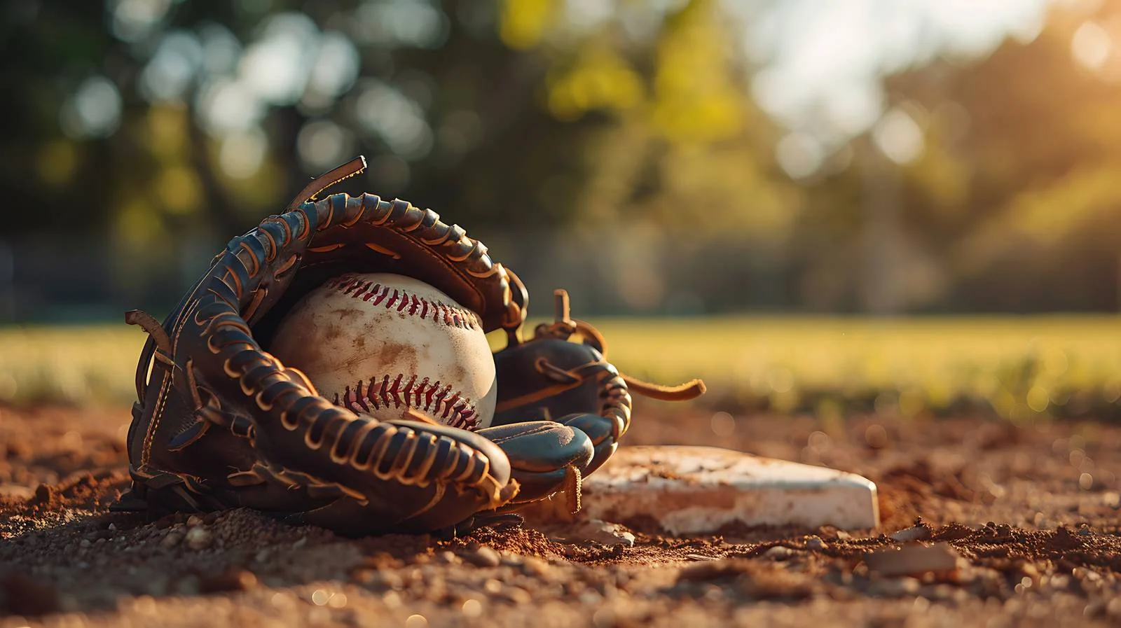 Focused baseball in leather glove — free download from Dotvec