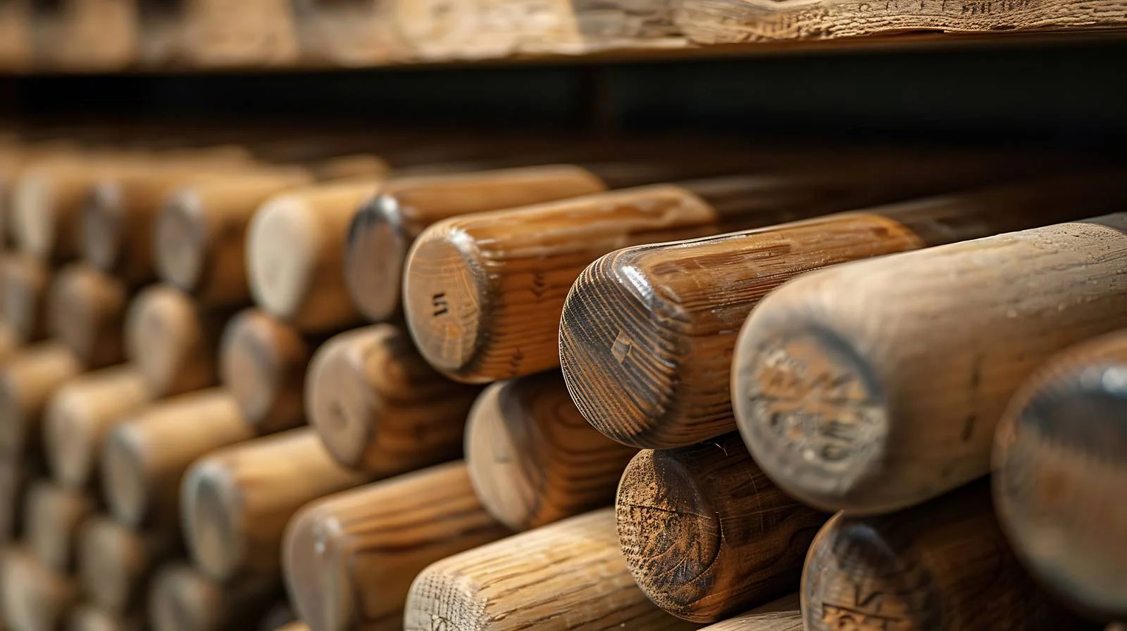 Close-up of baseball bat ends in storage — free download from Dotvec