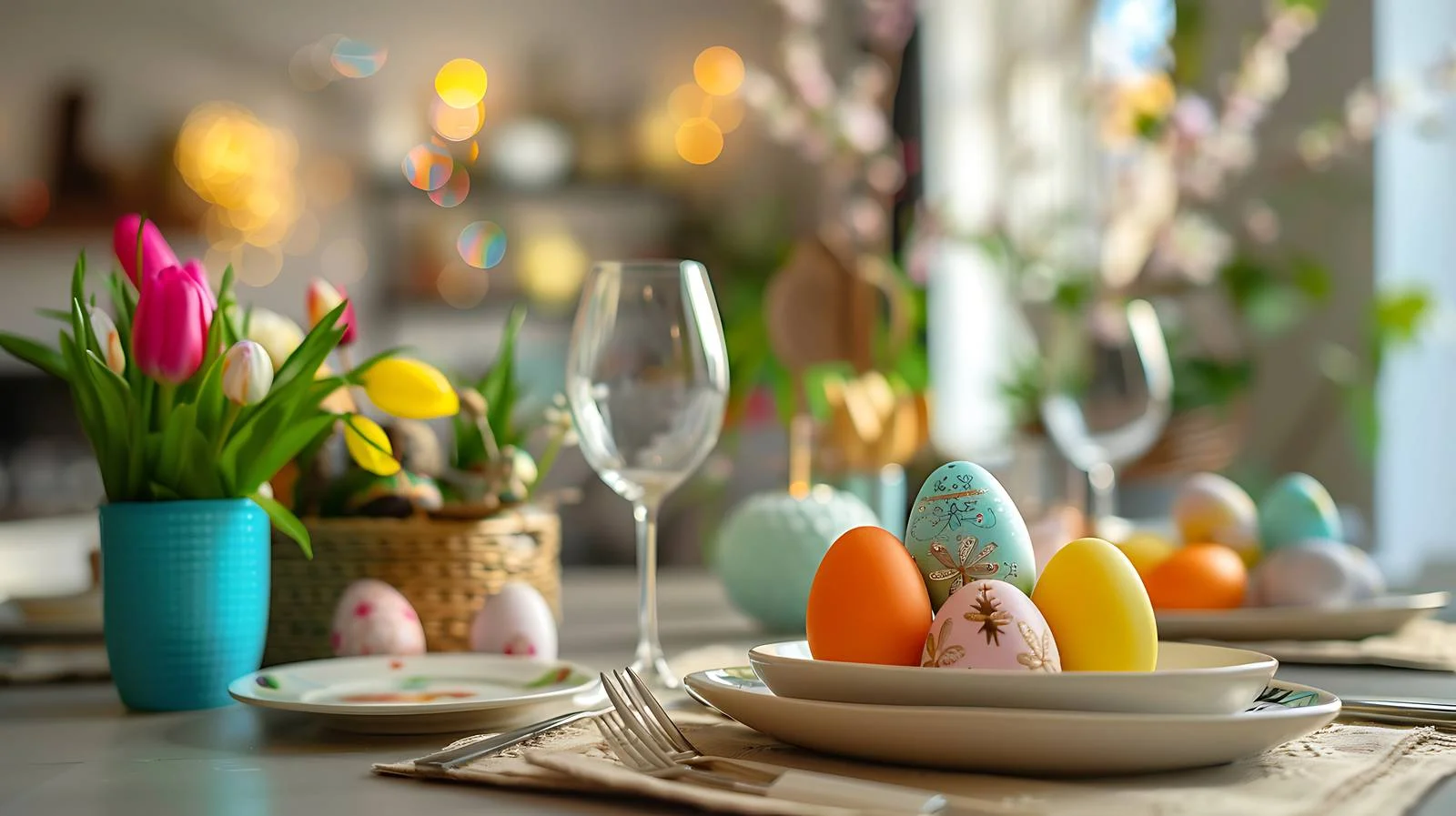 Easter dining setting with selective focus — free download from Dotvec