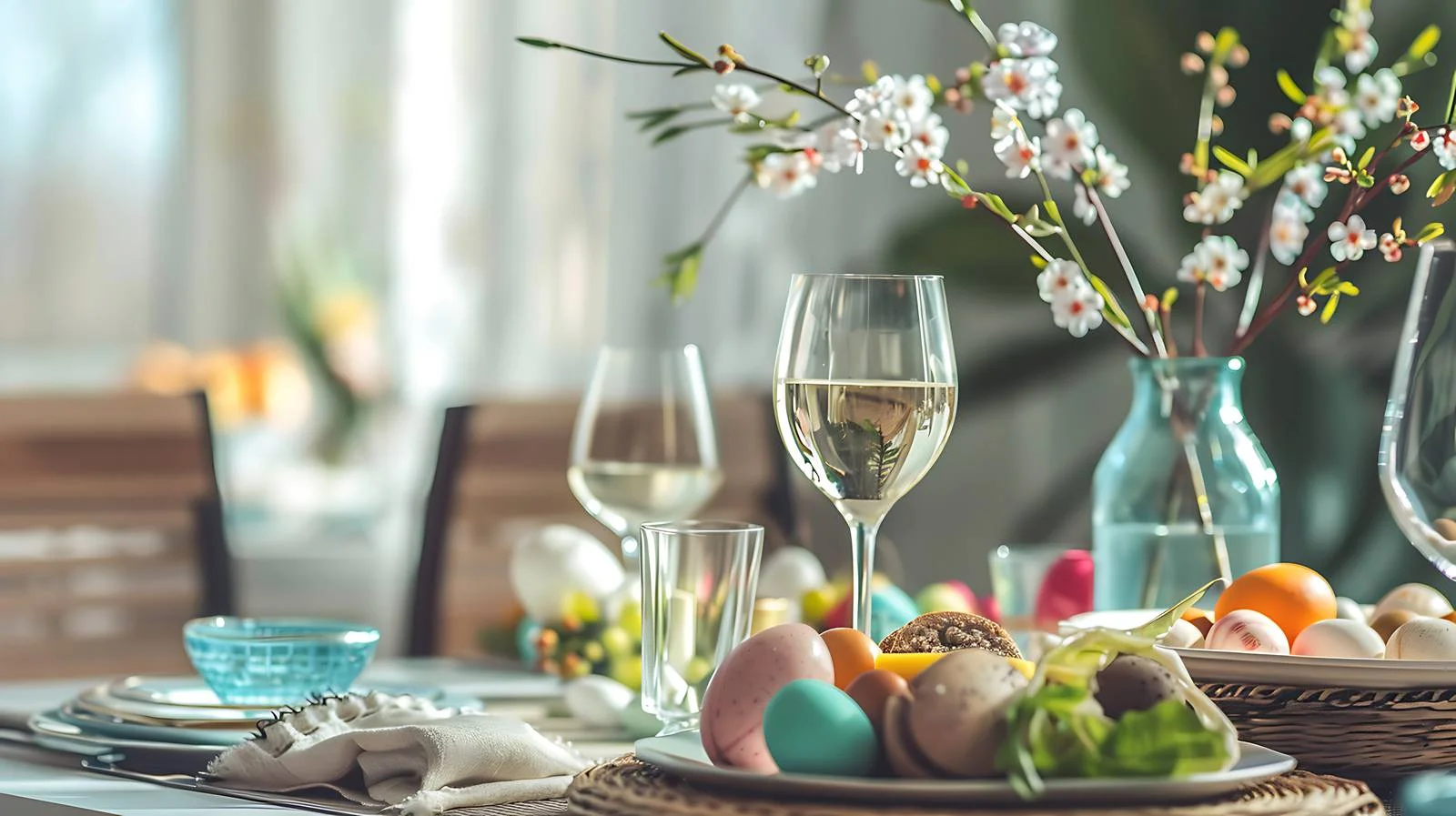 Easter dining scene with selective focus — free download from Dotvec