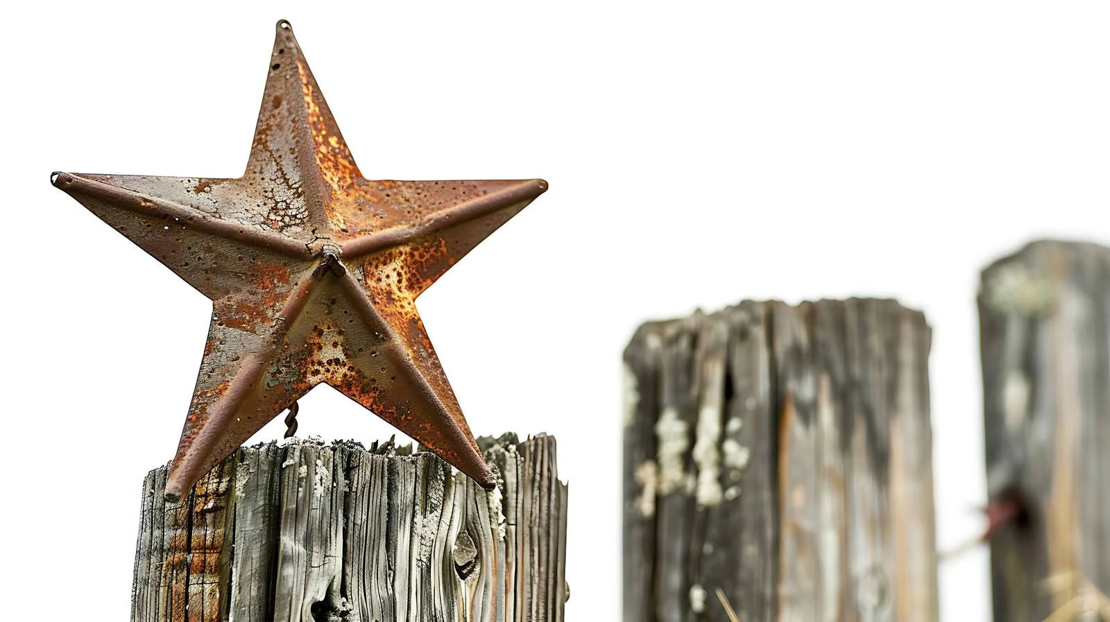 Weathered star detail on vintage wooden fence — free download from Dotvec