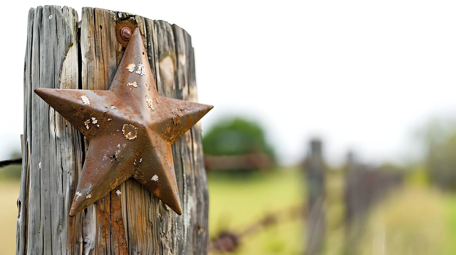 Weathered star ornament on vintage wooden fence — free download from Dotvec