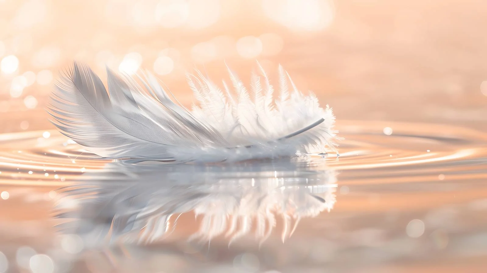 Delicate Feather Drifting on Water Surface — free download from Dotvec