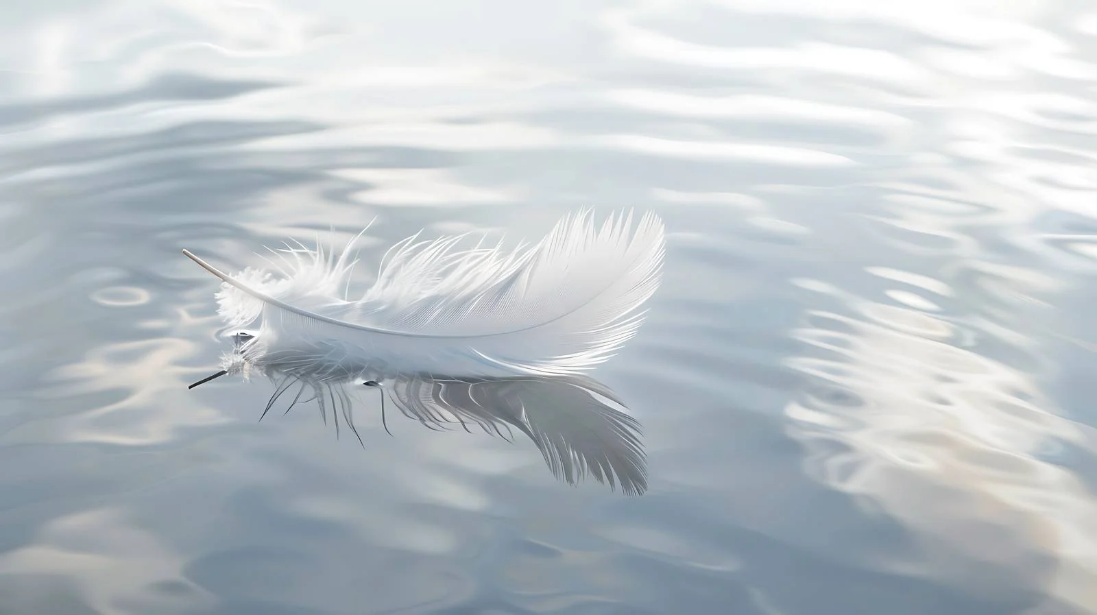 Delicate white feather peacefully on water surface — free download from Dotvec