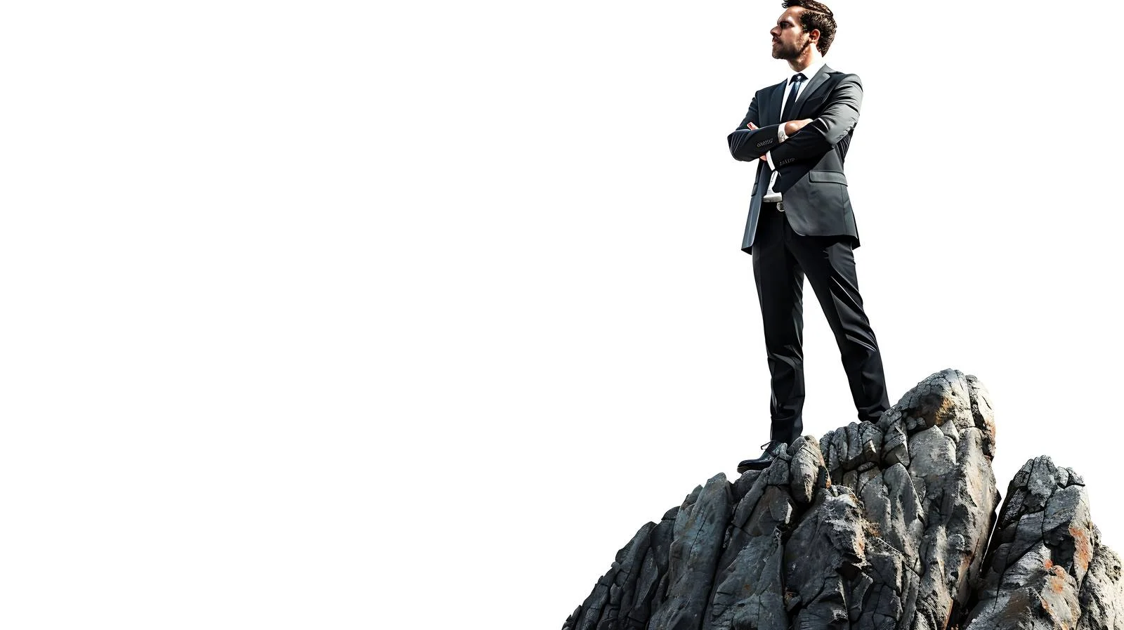 Confident Businessman atop Mountain — free download from Dotvec