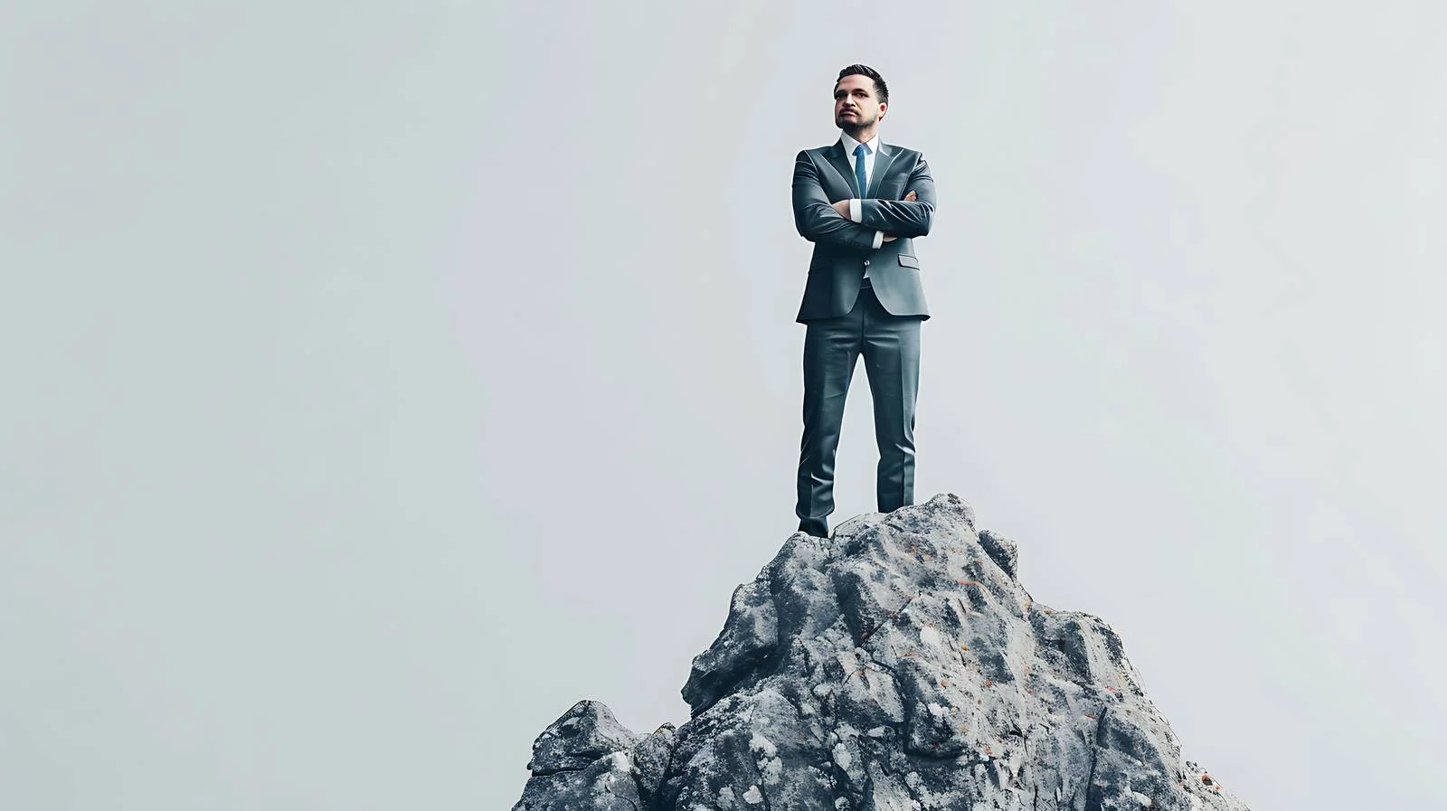Confident Businessman Atop Mountain Summit — free download from Dotvec