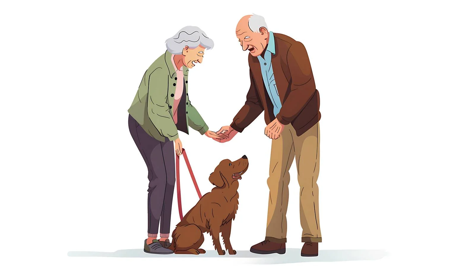 Elderly couple petting dog outdoors — free download from Dotvec