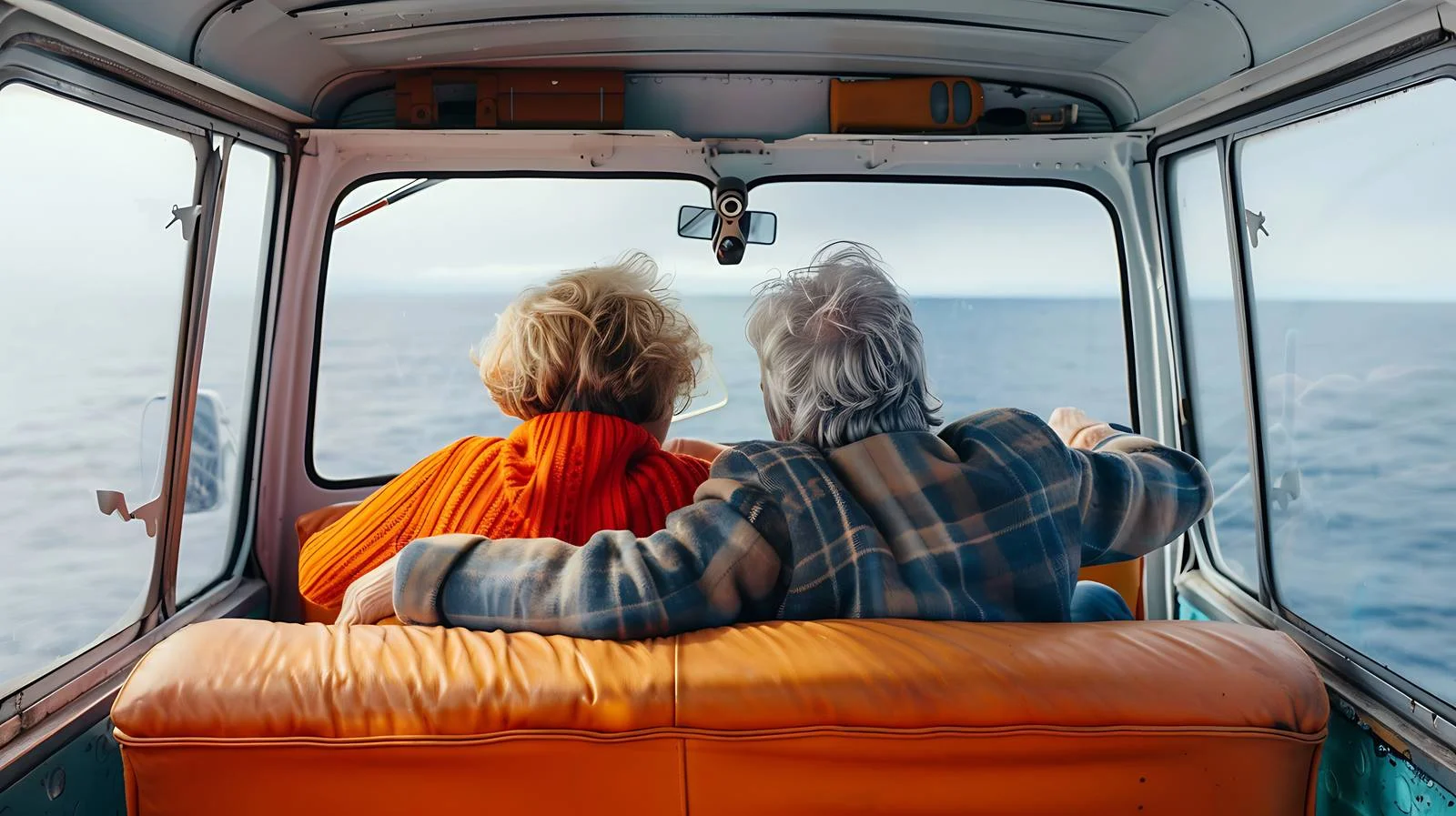Elderly couple exploring vintage van interior — free download from Dotvec