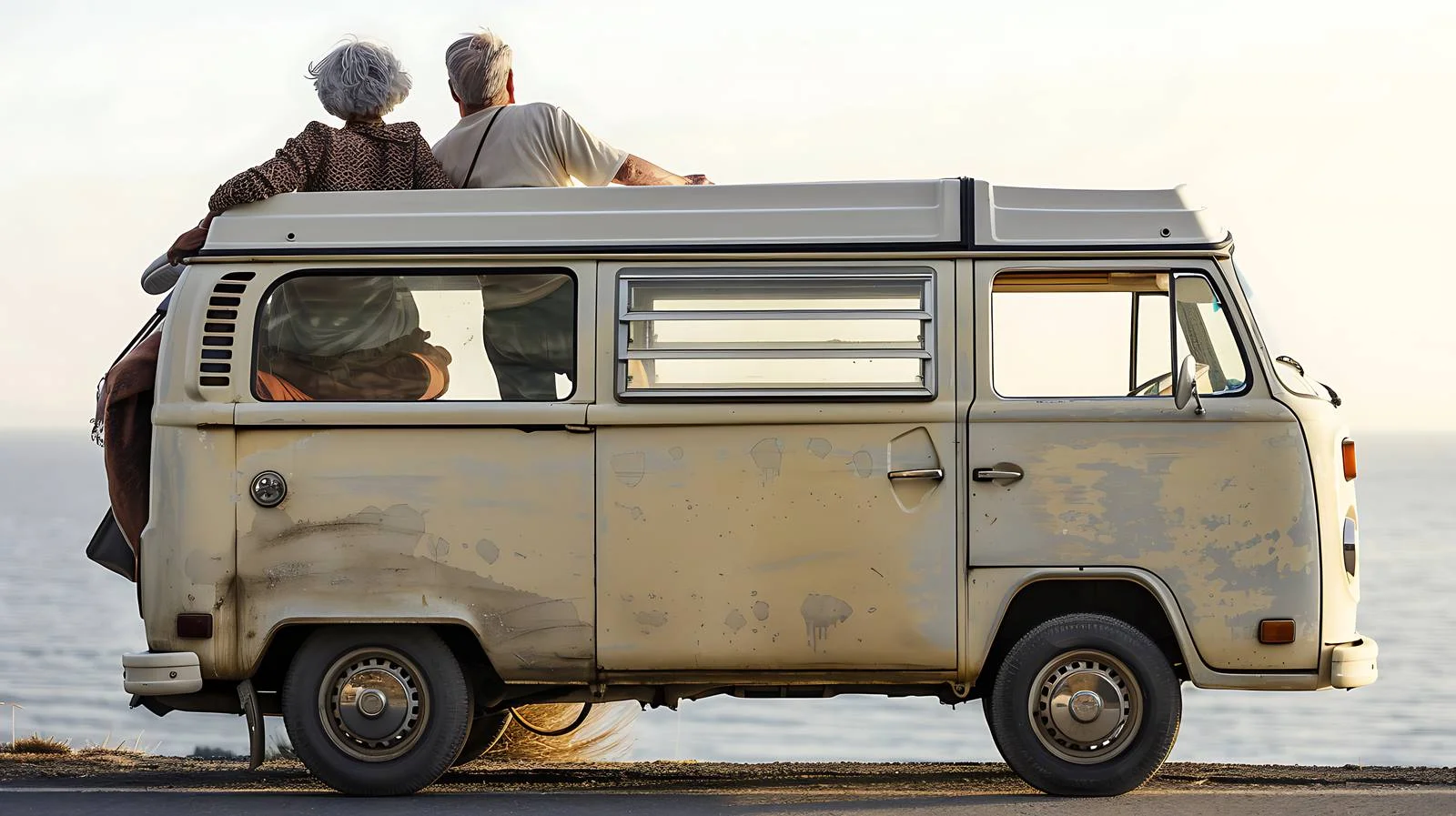 Elderly Couple Traveling in Vintage Van — free download from Dotvec