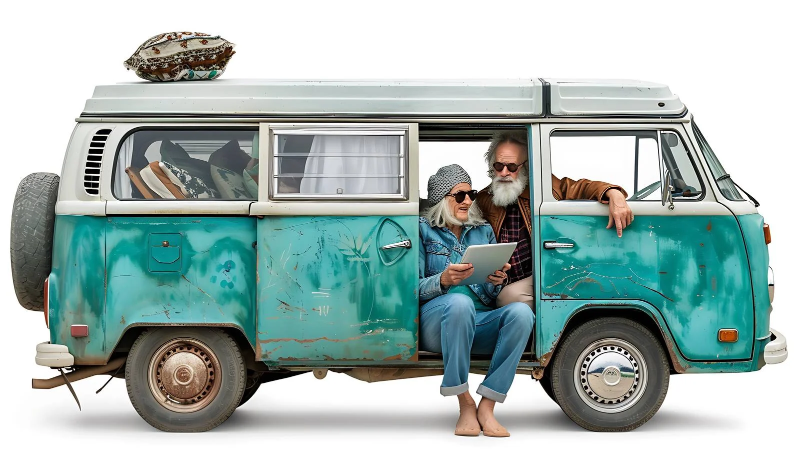 Senior Couple Vintage Van Traveling — free download from Dotvec