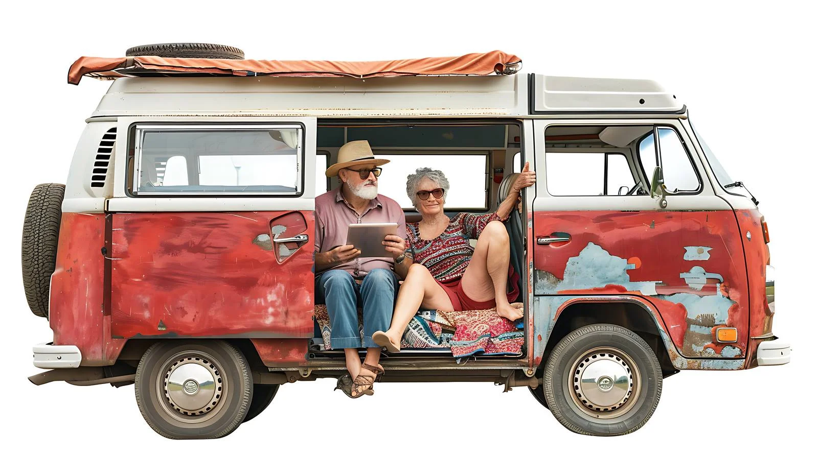 Elderly couple vintage van travel — free download from Dotvec