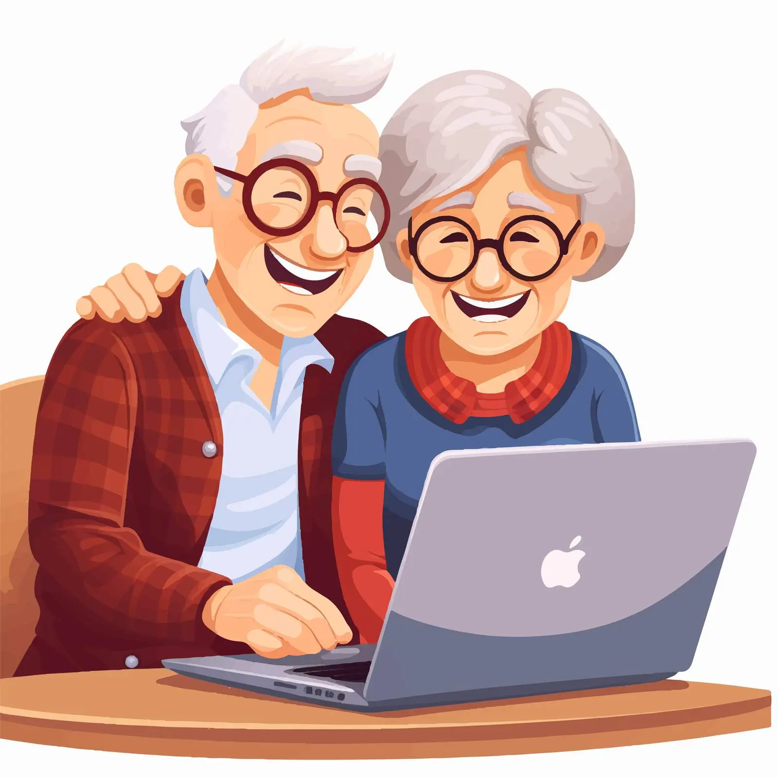 Senior Couple Using Laptop Illustration — free download from Dotvec
