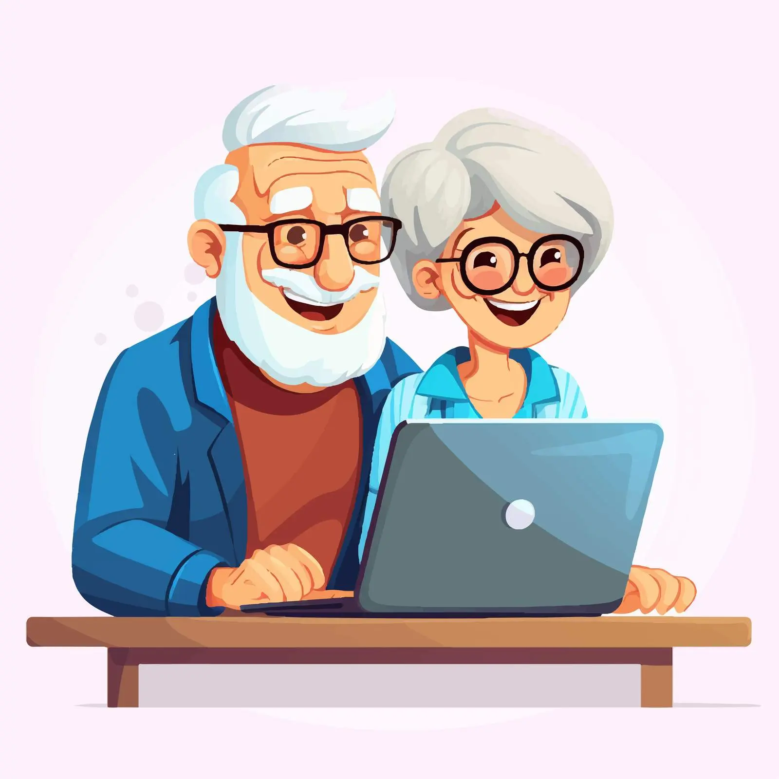 Senior Couple Using Laptop Illustration Vector — free download from Dotvec